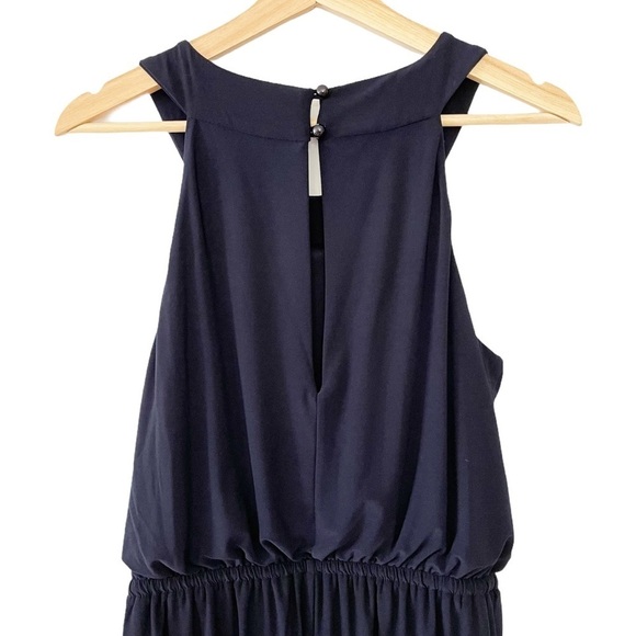 Emma & Michele Blue Sleeveless Halter Short Romper Stretch Tie Waist Jumpsuit S‎ - Picture 3 of 8